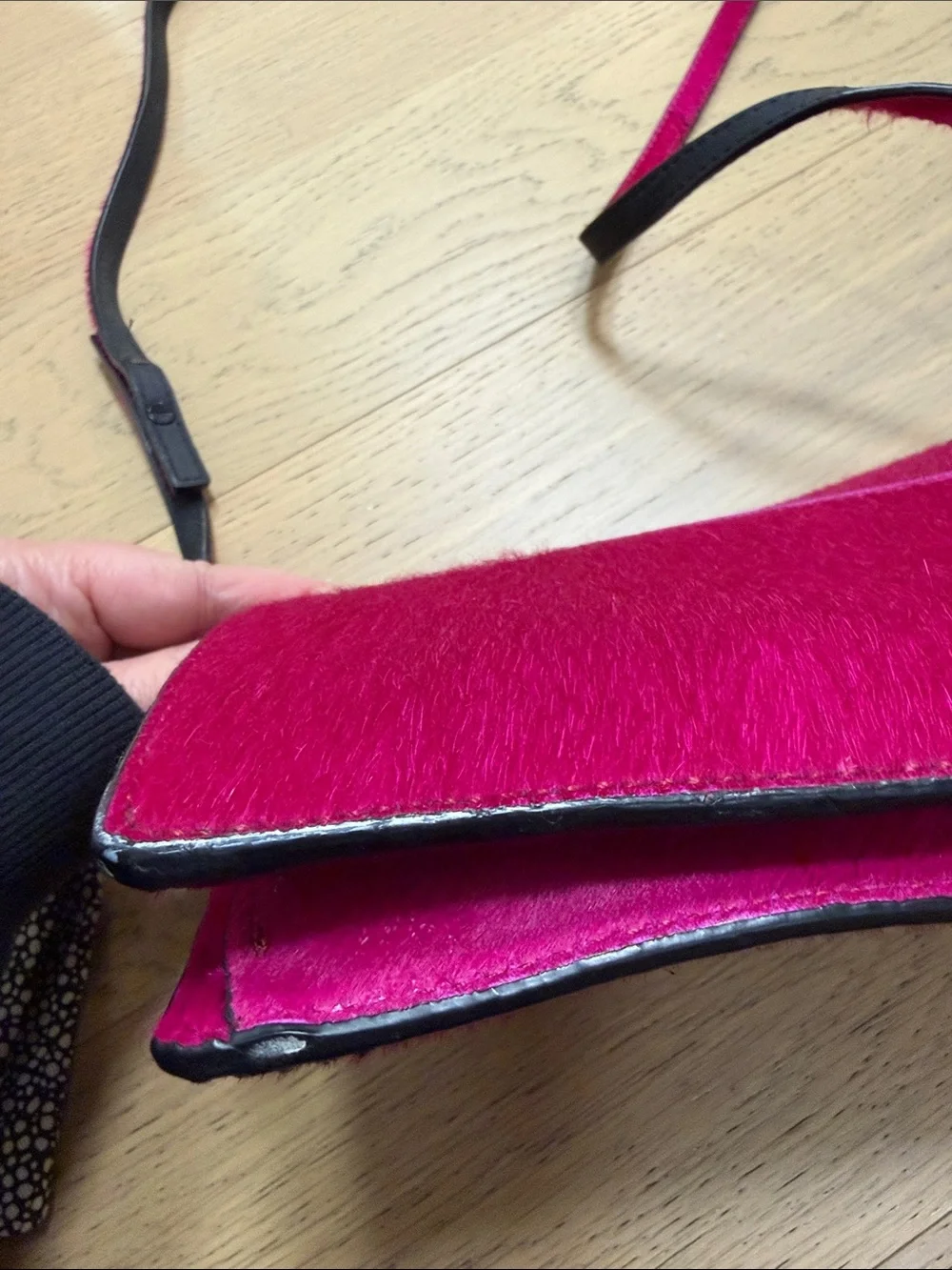 Loeffler Randall Hot Pink Pony Hair Crossbody Shoulder Bag